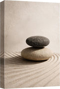 wall26 Canvas Print Wall Art Balanced Zen Stones on Raked Sand Minimal Neutral Photography Realism Rustic Colorful Multicolor for Living Room, Bedroom, Bathroom - 32"x48"