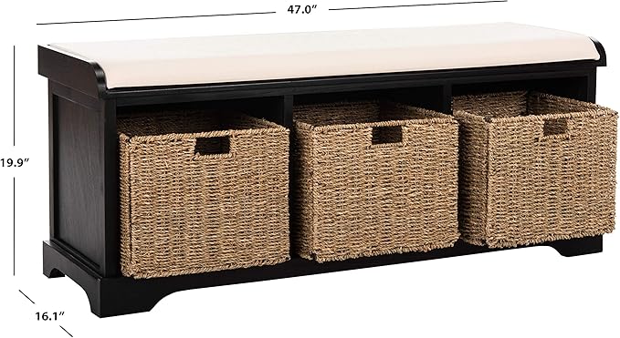 Safavieh American Homes Collection Lonan Grey and White Wicker Storage Bench