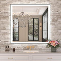 Amorho 36"x36" LED Bathroom Mirror with Black Frame, Front Light and Backlit(Controlled Separately), Stepless Dimmable, Anti-Fog, Shatter-Proof, 3 Colors, Memory