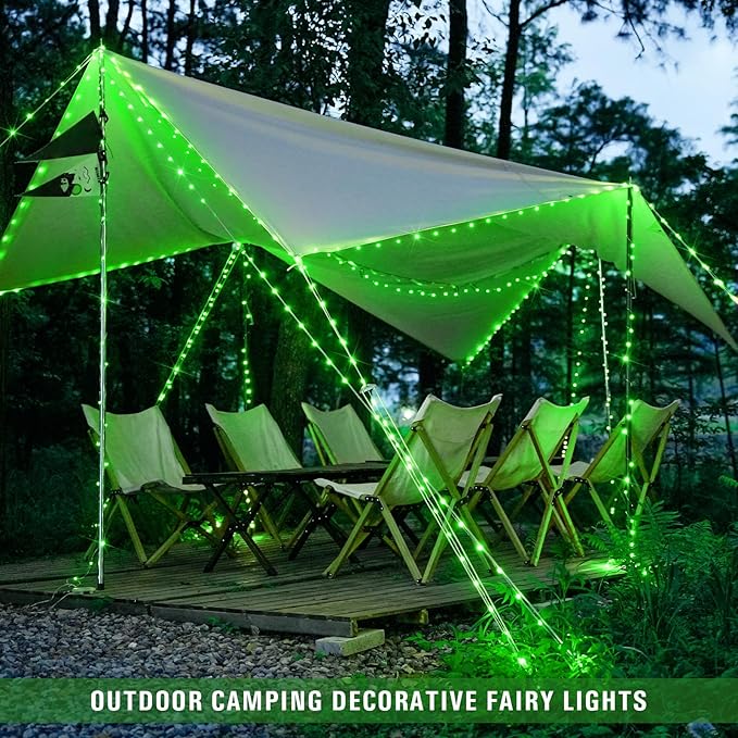 JMEXSUSS 200 LED Remote Control Green Christmas Fairy Lights, 66 ft 8 Modes Fairy Lights Indoor with Wheel, Plug in Green Light Outdoor for Halloween Christmas Decor