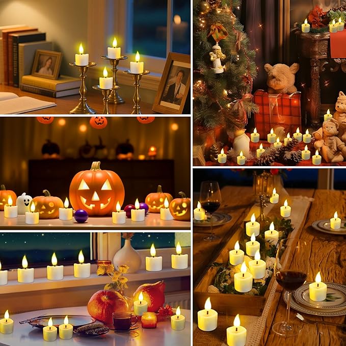 Rechargeable Flickering Flameless Tea Lights, 16 Pcs Fake Electric Remote Control Candles with Timer, Safe & Realistic Flame Effect LED Candles for Party, Wedding, Aniversary, Easter Decor