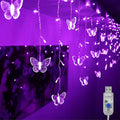 Decorman Butterfly Curtain Lights, 4.9ft 48 LED USB Window Fairy Lights 10 Butterflies 8 Modes Firefly Twinkle String Lights for Room Bedroom Wall Ceiling Party Wedding Christmas (Purple)