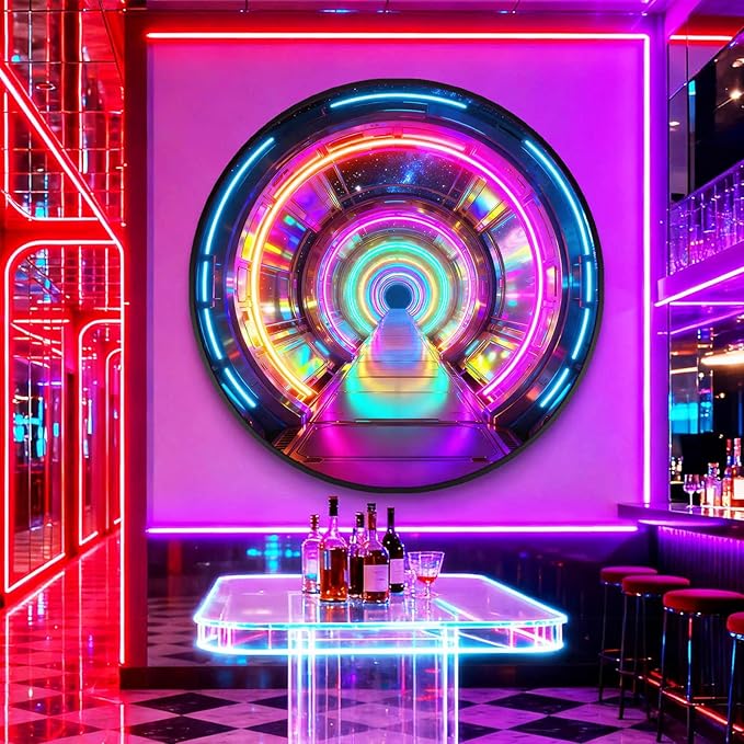 DAJIAYIQI LED Light Decor Wall Art, 3D Wall Sculpture Decoration with Aluminum Frame, Full-screen LED Illuminated Panel, Technological Glowing Wall Art for Bars Hotels E-sports Room(C,40cm)