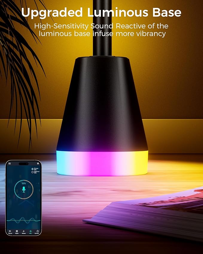 Corner Floor Lamp, Smart RGB LED 60 Inch Standing Lamp with 344 LEDs, App & Remote Control, 16 Million Colors & Music Sync for Bedroom, Gaming Room, Home Decor, Modern Ambient Lighting