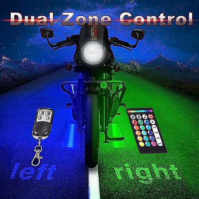 12Pcs RGB Motorcycle LED Lights Kit, Waterproof Multicolor Motorcycle Underglow Kit with APP/RF, Music Sync, Brake Signal for Harley Davidson Kawasaki Suzuki Yamaha Golf Cart 12V Underbody Strip Light