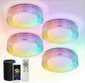 ASD 12 Inch Smart RGBW Flush Mount Ceiling Light with Remote - Brushed Nickel 20W 120V 2700-6500K Dimmable Ceiling Light Fixture, WiFi App Control RGB Lights, Alexa & Google Assistant - ETL, 4 Pack