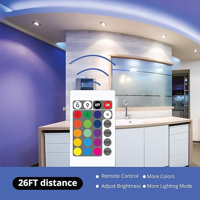 WBM SMART LED Strip Lights, LED Lights for Bedroom, 32 ft Long, 3M Strong Adhesive, Cutable LED Lights with IR Remote Controller