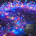 Brightown Solar Lights for Outside, 10Ft 120 LED Solar String Lights Outdoor Waterproof, 8 Modes Firecracker Balcony Light for Tree Patio Christmas Party Wedding Decor, Multicolor