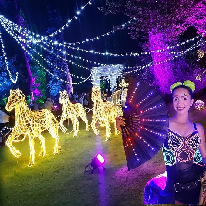 Ourbest 2Pack 5in1 Wearable led Wire Lights, el Wire Lights Battery Powered Party Cosplay Rope Lights 3Mode Stay/Slow/Fast Flash(2 Battery Boxes Multicolor)