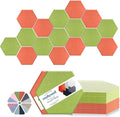 Mollywell Hexagon Acoustic Panels 14x12 - Reduce Echo & Reverb, Noise Blocking Wall Tiles for Playroom & Studio, Orange & Fruit Green Sound Absorbing Panels