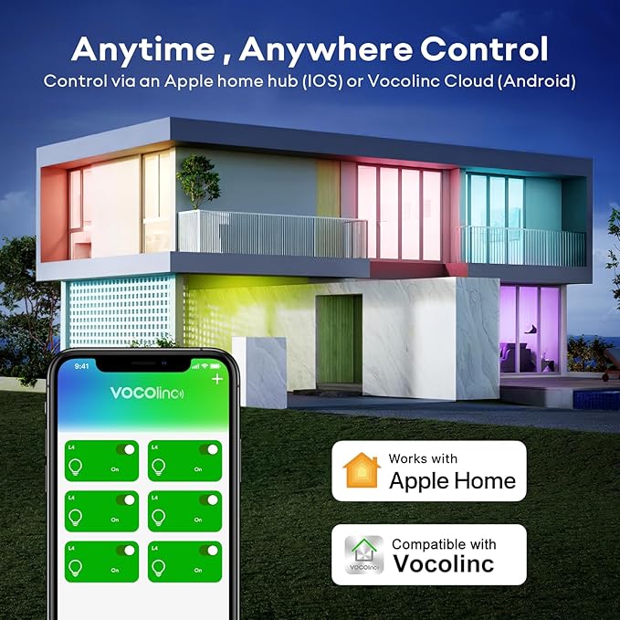 VOCOlinc Smart Light Bulb Works with Apple Homekit, Alexa, Google Home, Full Color Changing WiFi LED Bulbs, 850 Lumens Dimmable Multicolor 2200K-7000K, A21, 9.5W, 3 Pack