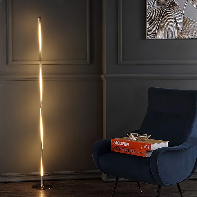 Eyely EYL7006B Ziggy 63.75" LED Integrated Floor Lamp for Reading Room, Living Room, Office, Bedroom, Modern, Contemporary, Gold