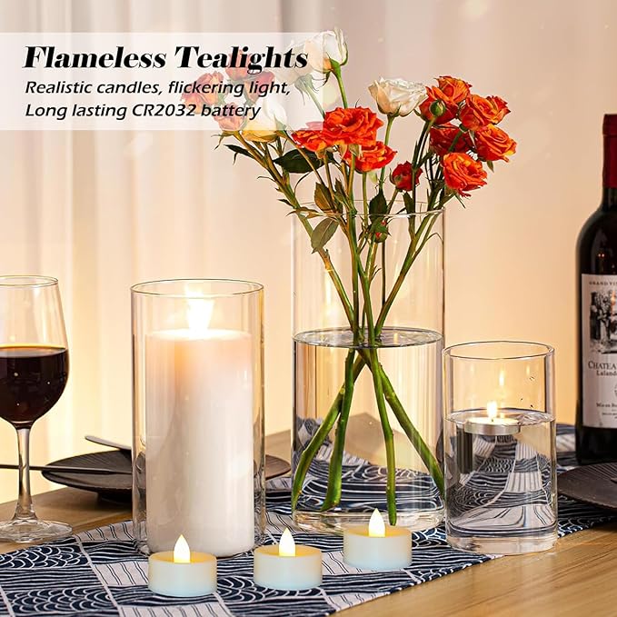 12 Pack Battery Operated Tea Lights Candles Flickering Flameless LED Lights, Long Lasting 200+ Hours Realistic Electric TeaLights Fake Plastic candles for Wedding, Centerpieces, Halloween, Christmas