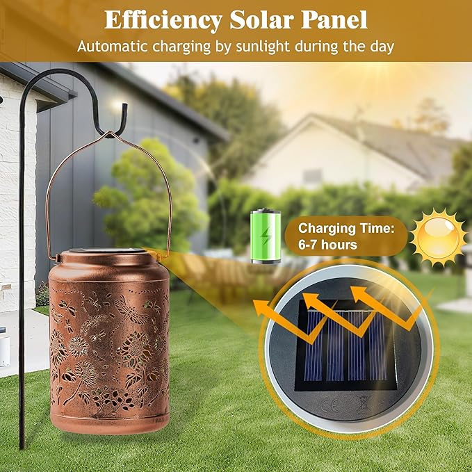 Birthday Gifts for Women Dragonfly Solar Lanterns Outdoor Waterproof, Hanging Metal Solar Lights Outdoor Decor for Party/Patio/Yard/Garden/Indoor
