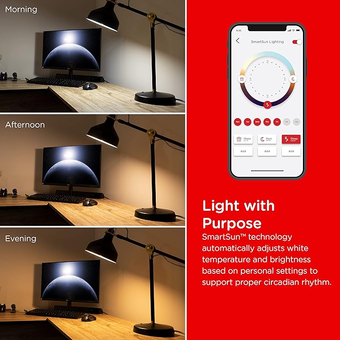 UltraPro Wi-Fi LED Smart Light Bulb, A19, 60W Equivalent, White Select Tunable 2700K - 6500K, Full-Range Dimmability, 2.4GHz Router Required, Circadian Rhythm, Easy-to-Use App, 51443