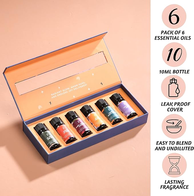 Folkulture Floral Essential Oils Set | 6 Fragrance Oils Set for Diffusers | Rose, Jasmine & Patchouli | You’re So Loved Aromatherapy Gift Set for Her | Relaxing Home Scents