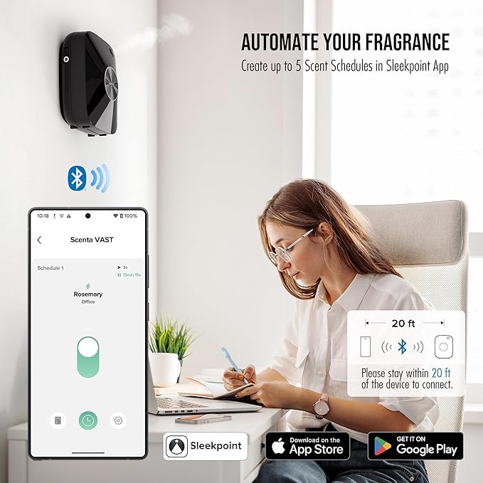 Smart Waterless Essential Oil Diffuser Hotel Scent Starter Kit, 400mL Capacity with 200mL Fragrance Oil, Up to 2000 sq ft Scent Air Machine with 12A1V Power Adapter for Large Room, ANA Black Kit