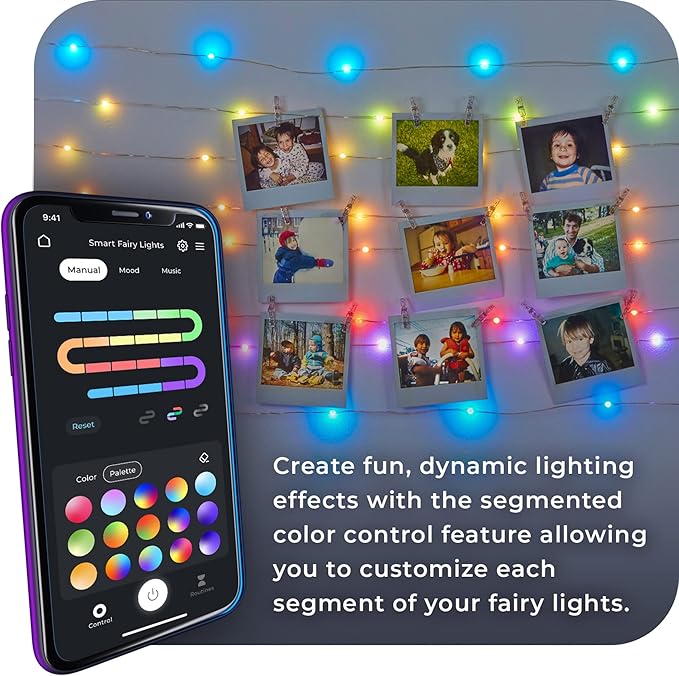 Globe Electric 50597 Wi-Fi Smart Multicolor Changing RGB LED Music Sync Plug-in Fairy Lights, No Hub Required, Voice Activated, 10 Meters/32.8 Feet, IP65 Rated, Indoor, Outdoor