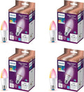 Philips Smart 40W B12 Candle-Shape 4-Pack, E12 Base, Full Color, Dimmable, Indoor, Connect to Wi-Fi, Control Voice or App - Powered by WiZ Connected