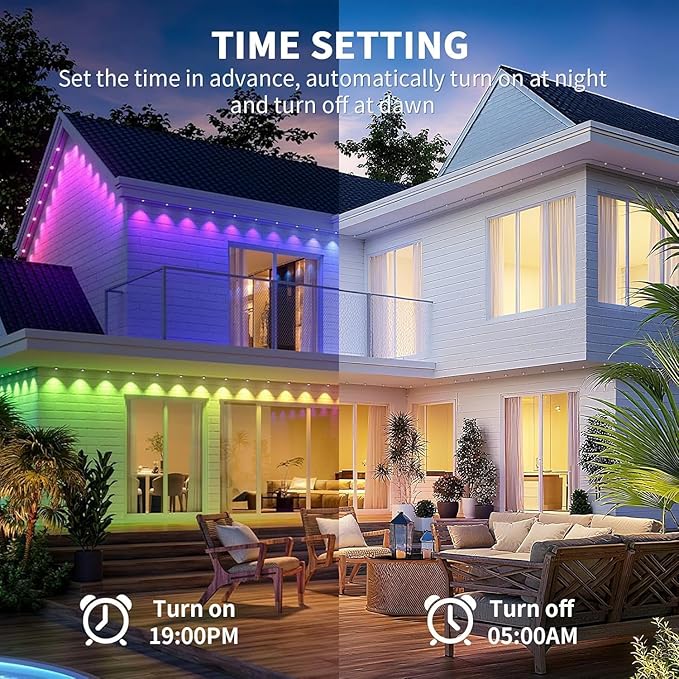 300FT Permanent Outdoor Lights for House,RGB+IC Smart Outdoor Decor,Scene Modes, App/Remote Control,IP67 Waterproof, for Christmas,Holiday, Daily & Pool Party Decor, House Roof Lighting