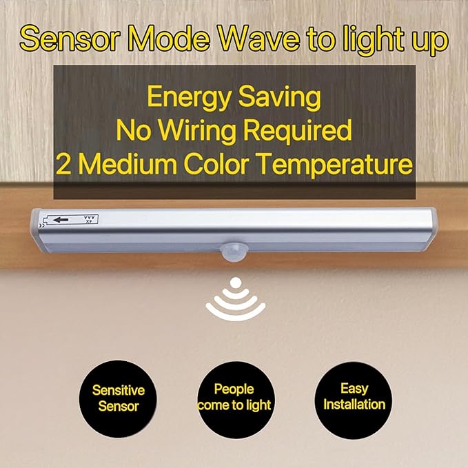 10LEDs Outdoor Sensor Step Light,2 Pack RV Sensor LED Light Bar,Stick-On Anywhere Magnetic Night Strip Light for Flight of Steps,Closets,Cabinets,Hallways,Bathrooms,Car Trunks(Warm White)