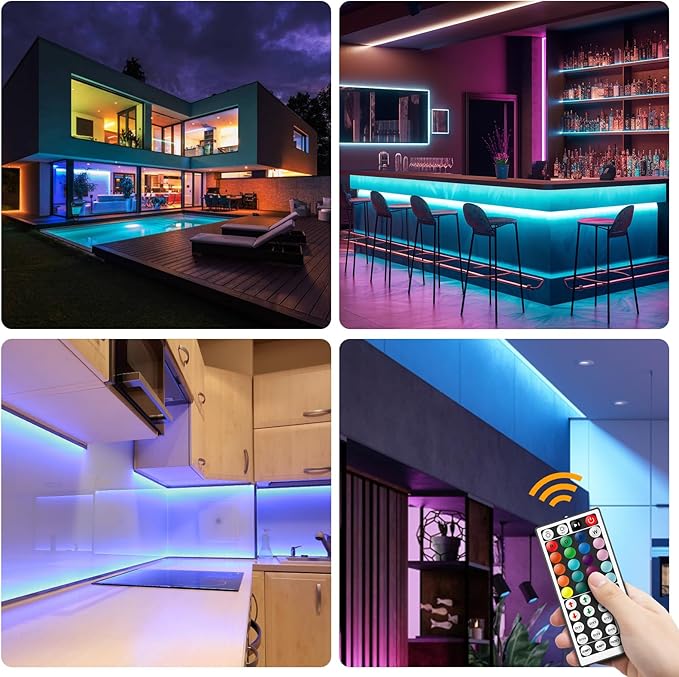 RGBZONE 4PIN RGB LED Controller, 2 Ports Low Voltage LED Controller, 44-Keys Wireless IR Remote Control, DC12V-24V 5050 2835 3528 LED Strip Lights