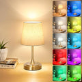 Small Cordless Table Lamp Rechargeable,5000mAh Battery Operated Desk Lamp,3 Colors & 7 RGB Stepless Dimmable,Touch Ambient Light for Bedside,Bedroom,Dining Room,Living Room,Gold,FlaxenShade
