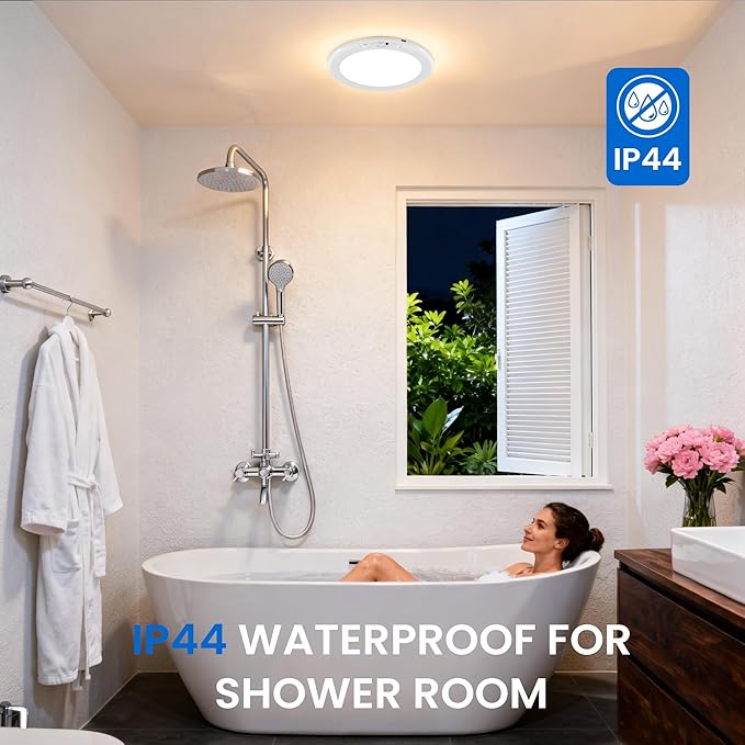 KINDEEP Rechargeable Motion Sensor Ceiling Light with Remote: Battery Operated Ceiling Light Wireless Indoor for Closets Shower, Closet, Stairs, Hallway, Pantry, 3 Color Temperatures Dimmable, 1Pack