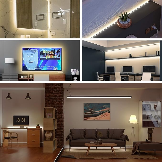 BTF-LIGHTING FCOB USB Powered Warm White 2700K COB LED Strip Lights 3.28FT 320LEDs 5V 8mm Width 90+ High CRI Ultra Bright Flexible Light for 3D Printer TV Backlight Display Cabinet PC DIY Decor