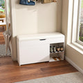 Entryway Bench with Shoe Storage,Adjustable 3-Tier Flip-Up Drawers & Hidden Cabinet,Space-Saving Shoe Organizer,Triple Storage and Modern Design for Hallway and Living Room