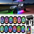 12PCS 12V-72V Golf Cart Lights, RGB Led Underglow Light Kit with 2 Remotes and App Control, Voltage Converter, Waterproof, Sound Active, Battery Drain Protect Kill Switch Golf Cart Underglow Lights