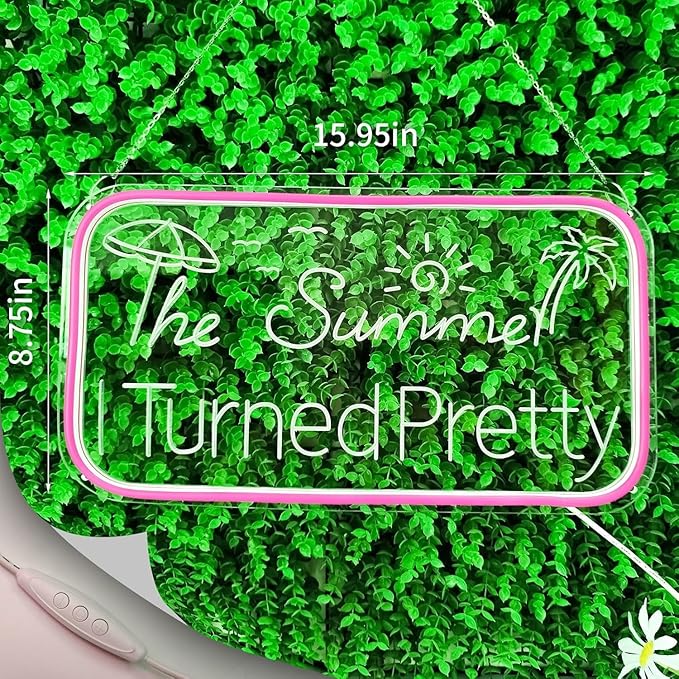 Summer I Turned Pretty LED Neon Sign for Wall Decor USB Adjustable Brightness Living Room Bars Barbers Man Cave Halloween Christmas Birthday Art Wall Decor