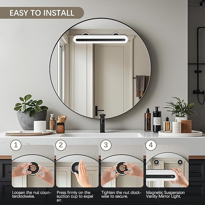 15" Vanity Lights for Mirror, Rechargeable Battery Operated Mirror Lights with Remote Control, 3 Temp&Adjustable Brightness Makeup Light, Cordless Lighting for Vanity Desk (Black-2Pack)