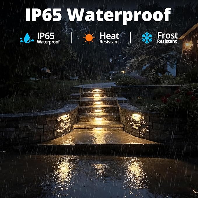 GKOLED 6.8 Inch LED Hardscape Lighting, Low Voltage Outdoor Retaining Wall Lights, Paver Lights, Light Module Replaceable Step Light, IP65 Waterproof, Die-cast Aluminum Housing Gray