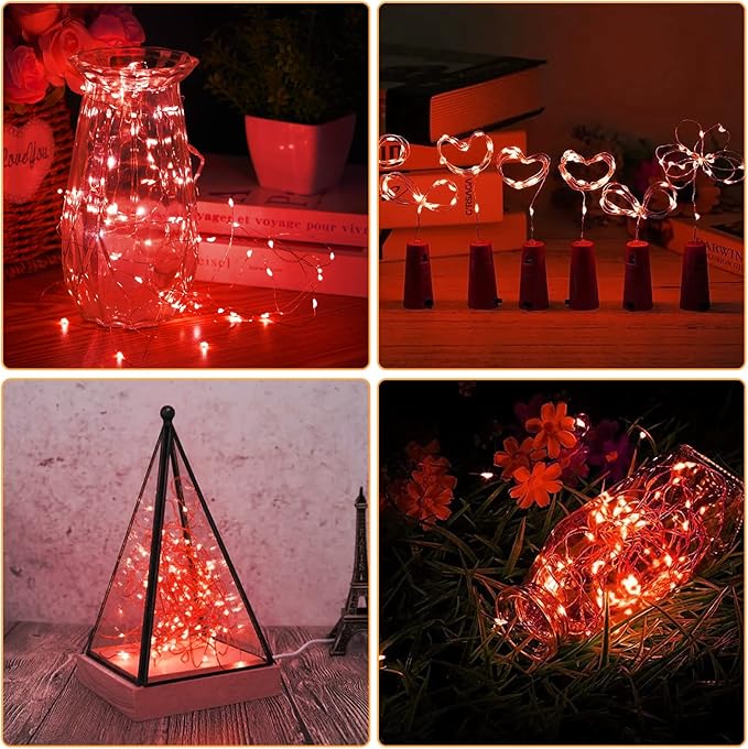 Bexdir 12 Pack Fairy Lights Battery Operated String Lights，7FT 20LED Waterproof Silver Wire Christmas Lights Outdoor,Firefly Mini Lights for Bedroom Party Birthday Wedding Home Decor