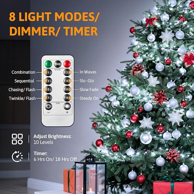 Led Fairy Lights Battery Operated, 33ft 100 LED Outdoor String Lights, Mini Battery Powered Copper Wire Starry Fairy Lights for Bedroom, Christmas, Parties, Wedding, Centerpiece (White)