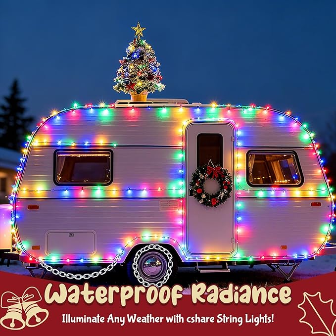 Christmas String Lights Outdoor Waterproof 9.8ft 30 LED, Muliticolor Fairy Lights Battery Operated with Timer Clear Wire for Indoor & Outdoor Christmas Decorations Garland Party Garden
