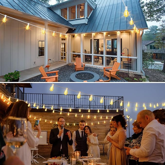 75FT LED Outdoor String Lights S11 Dimmable Patio Light, with 22+2 Waterproof Shatterproof Edison 2700K Bulbs for Porch Garden Wedding, White