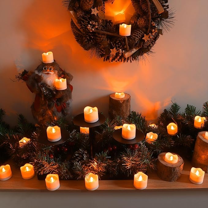 Topstone Flameless Candles with Remote Control, Battery-Operated LED Electronic Candles, 400+ Hours with CR2450 Battery, Yellow Glow, Flickering Realistic Fake Candles for Home Decor, Wedding, Party