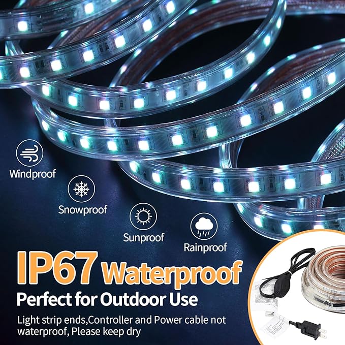 150 FT Waterproof Led Strip Lights for Outdoor Indoor, Cool White, Warm White, Blue, 16 Multiple Color Changing Led Light with Remote Control (150 feet)