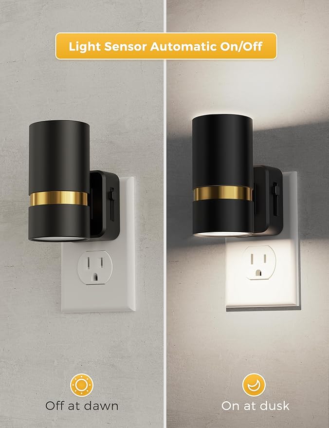 L LOHAS LED Night Lights Plug into Wall, Dusk to Dawn, Daylight White 5000K, Dimmable Night Light, 0-100LM, Modern Night Light for Bedroom, Hallway, Stairs, Kitchen, 2 Pack