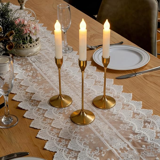 24 Packs Flameless Taper Candles Battery Operated Candlestickes Electric LED Candles Flickering Christmas Candlesticks Warm Yellow Light Party Home Decor H: 6 inches No Remote
