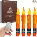 4pcs Orange Real Wax LED Tapered Candles, Battery Operated, Remote Controlled, 6inches, Perfect for Weddings, Decorations, Emergency Use