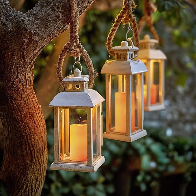 Amagic Outdoor Waterproof Flameless Candles with Timer, Battery Operated Candles with Remote Control, D3 x H4 5" 6" Electric LED Pillar Candle for Outside Patio, Garden, Indoor Decor, Ivory, Set of 3
