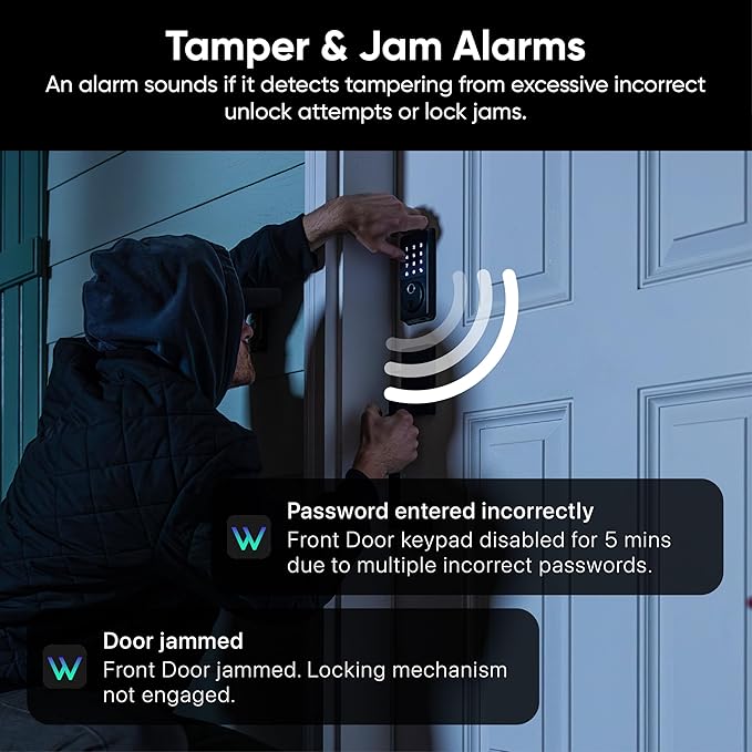 Wyze Auto-Lock Bolt v2, Fingerprint Keyless Entry Smart Lock, AI Learning Scanner with Wi-Fi Front Door Lock Deadbolt, Auto-Lock, 8 Months Battery, BHMA2, IP53, Anti-Peep Keypad, Backup Keys