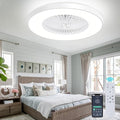 24" Enclosed Ceiling Fan with Light, Low Profile Bladeless Ceiling Fan for Bedroom, 6-Speed Quiet Flush Mount Ceiling Fan with Remote & APP Control, 3-Color Dimmable LED, White