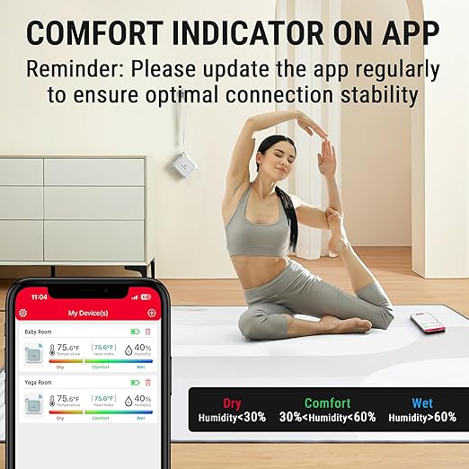 ThermoPro Bluetooth Hygrometer Thermometer for House, 260FT Temperature and Humidity Monitor, Remote App Control Humidity Temperature Sensor, 2-Year Data Storage Export for Greenhouse Room, 3 Pack