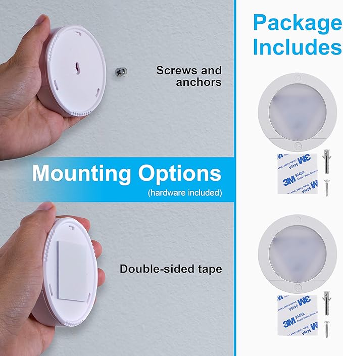 GE Wireless LED Puck Lights, Battery Operated, 20 Lumens, Touch Light, Tap Light, Stick On Lights, Under Cabinet Lighting, Ideal for Kitchen Cabinets, Closets, Garage and More, 4 Pack, 45997