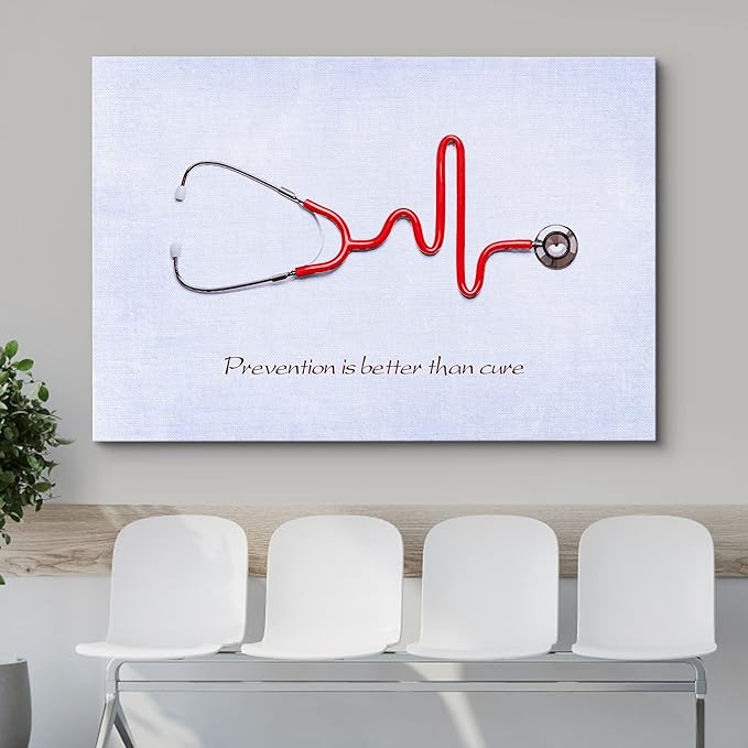 wall26 Canvas Print Wall Art Stethoscope with Prevention & Cure Inspirational Quote Medicine People Digital Art Modern Art Contemporary Scenic Colorful for Living Room, Bedroom, Office - 24"x36"