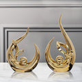 2 PCS Gold Home Decor Accent Ceramic Statue Abstract Sculptures Centerpieces Mid Century Modern Decor for Tables Coffee Table top Decorations for Living Room Desktop Shelf Dining Room Kitchen